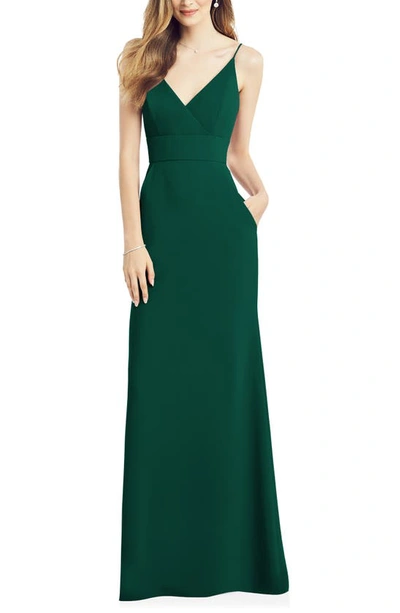 After Six V-neck Crepe Gown In Hunter