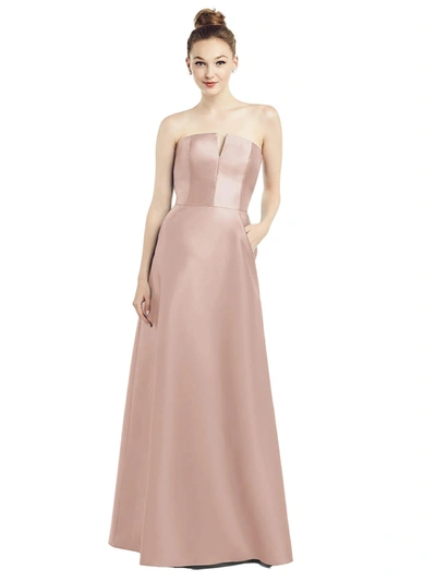 Alfred Sung Strapless Satin Twill Gown In Grey