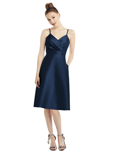 Alfred Sung Fit & Flare Satin Twill Cocktail Dress In Blue