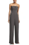 Dessy Collection Strapless Notch Crepe Jumpsuit With Pockets Dress In Grey