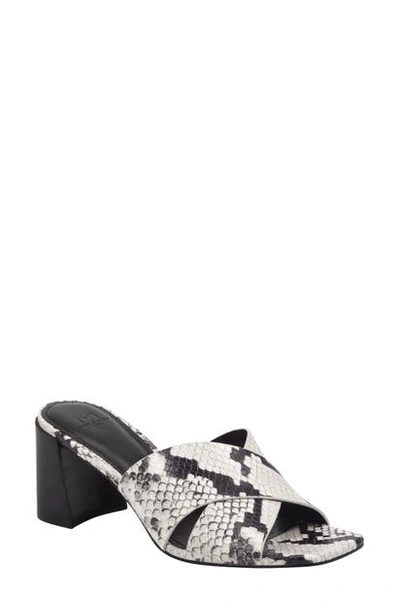 Marc Fisher Ltd Saydi Croc Embossed Leather Slide Sandal In Grey Snake Print