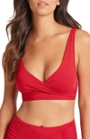 Sea Level Cross Front Bikini Top In Red