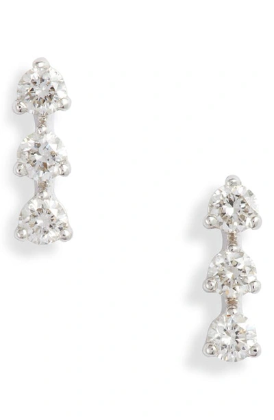 Bony Levy Liora Triple Diamond Stud Earrings In White Gold/ Diamond