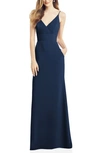 After Six V-neck Crepe Gown In Midnight
