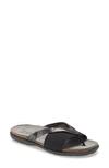 Naot Penelope Flip Flop In Metallic Onyx Leather
