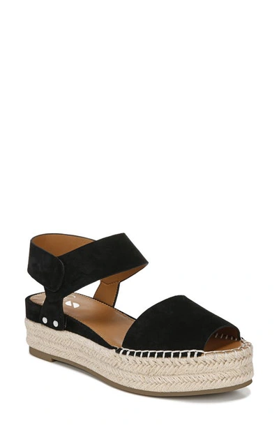 Sarto By Franco Sarto Oak Platform Wedge Espadrille In Black/ Black Suede