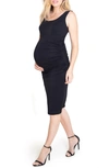 Ingrid & Isabelr Ruched Maternity Tank Dress In Black