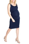 Ingrid & Isabelr Ruched Maternity Tank Dress In True Navy