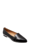 Trotters Harlowe Pointed Toe Loafer In Black Faux Patent Leather