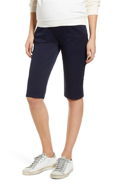 Angel Maternity Knee Length Maternity Shorts In Navy