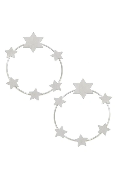 Canvas Jewelry Juliette Star Hoop Earrings In Silver