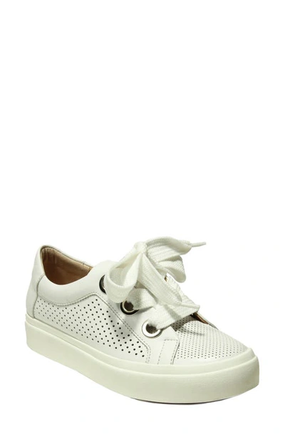 Vaneli Yora Perforated Platform Sneaker In White Leather