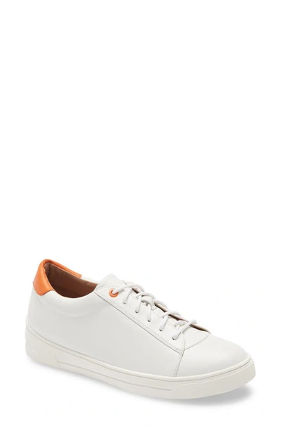 Linea Paolo Kaia Sneaker In White/ Orange Leather