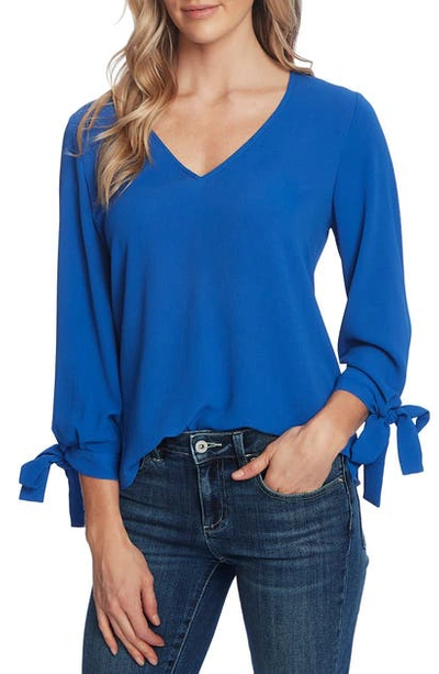 Cece Tie Sleeve Top In Moonlit