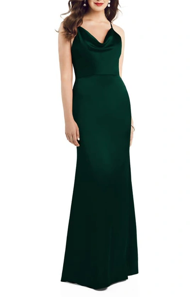 Dessy Collection Dessy Colleciton Cowl Neck Charmeuse Trumpet Gown In Green