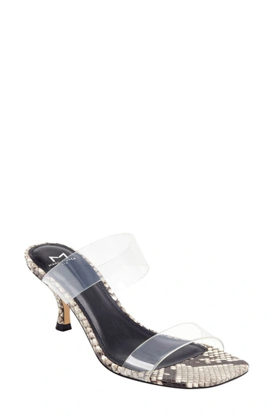 Marc Fisher Ltd Guadia Kitten Heel Slide Sandal In Clear/ Black Snake Print