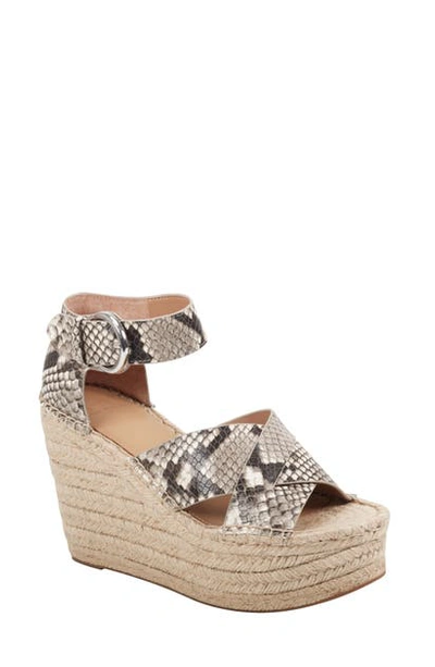 Marc Fisher Ltd Amarily Ankle Strap Genuine Calf Hair Espadrille Wedge In Grey Snake Print Leather