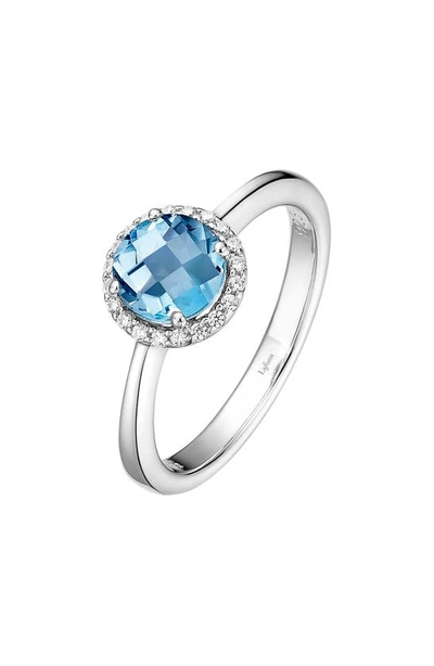 Lafonn Birthstone Halo Ring In March Aquamarine / Silver