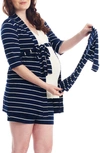 Everly Grey Maternity Adaline 5-piece /nursing Set For Mom/baby In Navy