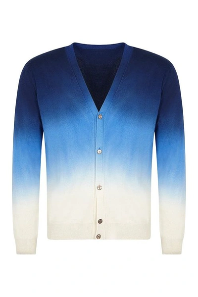 Mr Q Wexford Hand Dip Dyed Cardigan In Blue