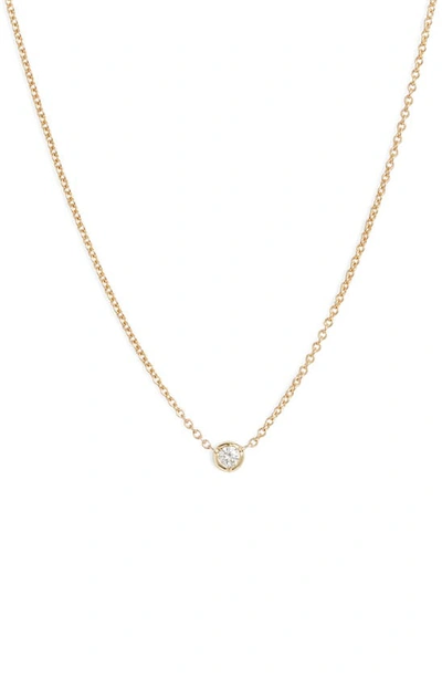 Bony Levy Petite Bezel Diamond Solitaire Necklace In Yellow Gold/ Diamond