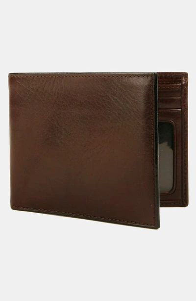 Bosca Leather Bifold Wallet In Dark Brown