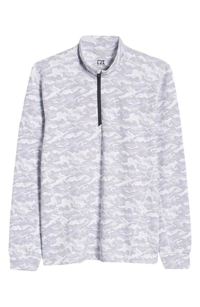 Cutter & Buck Traverse Camo Print Quarter Zip Performance Pullover In Gray