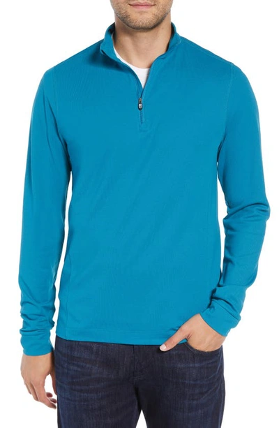Cutter & Buck Advantage Regular Fit Drytec Mock Neck Pullover In Teal Blue