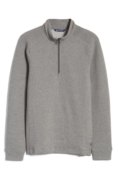 Cutter & Buck Coastal Ribbed Half Zip Pullover In Polished Heather