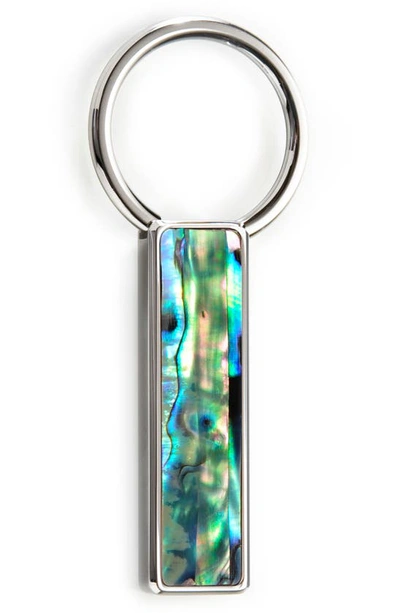 M-clipr Abalone Key Chain In Silver / Green