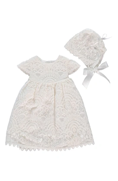 Carriage Boutique Babies' Lace Christening Gown & Bonnet Set In Off White