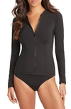 Sea Level Long Sleeve Rashguard Swimsuit In Black