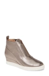 Linea Paolo Anna Wedge Sneaker In Pewter Leather