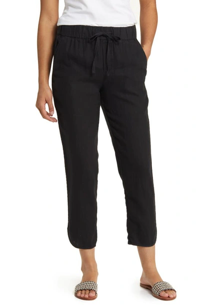 Caslonr Track Style Linen Pants In Black