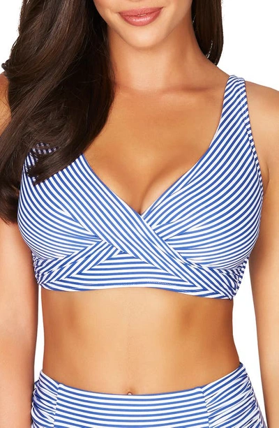 Sea Level Sorrento Stripe Bikini Top In French Blue