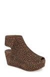 Chocolat Blu Cutout Wedge Sandal In Leopard Print Suede