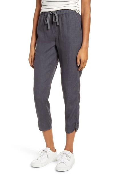 Caslonr Track Style Linen Pants In Grey Ebony