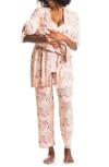 Everly Grey Analise During & After 5-piece Maternity/nursing Sleep Set In Wild Flower