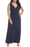 Loveappella Surplice Maxi Dress In Midnight