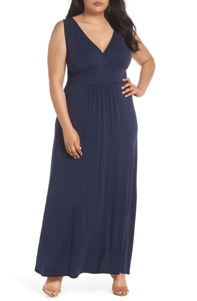 Loveappella Surplice Maxi Dress In Midnight