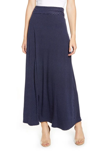 Loveappella Roll Top Maxi Skirt In Navy/ Ivory
