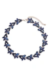 Knotty Crystal Statement Collar Necklace In Navy/ Gold