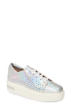 Linea Paolo Kendra Platform Sneaker In Silver Iridescent Leather