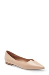 Linea Paolo Presta Pointed Toe Flat In Light Pink Nappa Leather