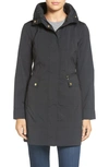 Cole Haan Signature Back Bow Packable Hooded Raincoat In Black