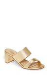 42 Gold Liya Slide Sandal In Gold Leather