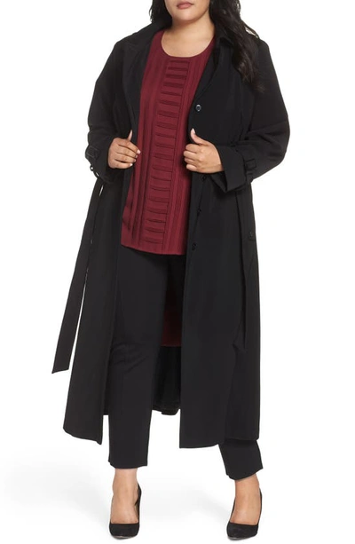 Gallery Long Nepage Raincoat With Detachable Hood & Liner In Black