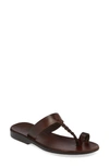 Jerusalem Sandals Ara Toe Loop Slide Sandal In Brown Leather