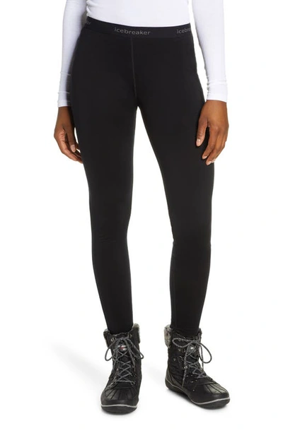 Icebreaker 200 Oasis Merino Wool Jersey Base Layer Leggings In Black