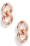 Knotty Curb Chain Earrings In Rose Gold